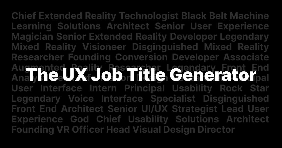 The UX Job Title Generator